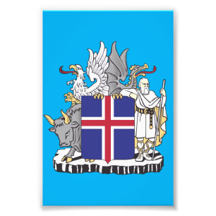 Coat of Arms of Iceland Mythical Guardians Art Photo Print