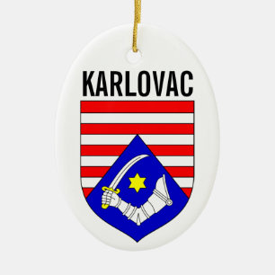 Coat of Arms of Karlovac County, Croatia Ceramic Tree Decoration