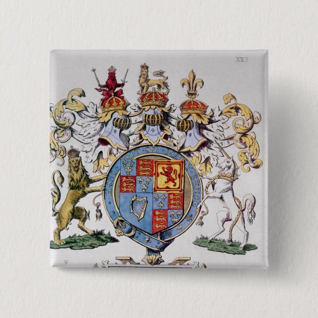 Coat of Arms of King James I of England 15 Cm Square Badge (Front)