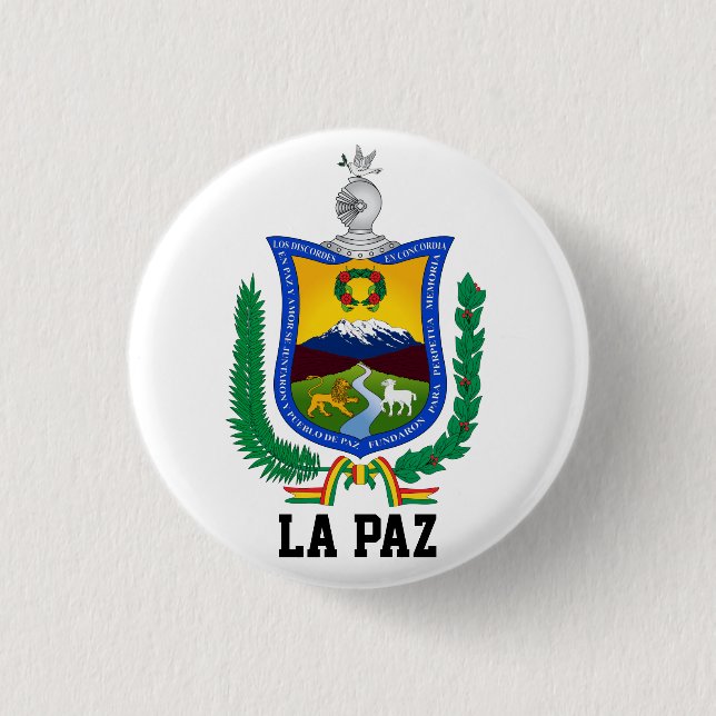 Coat of Arms of La Paz, Bolivia 3 Cm Round Badge (Front)