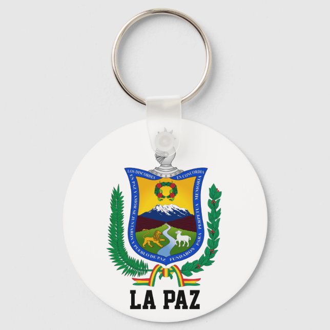 Coat of Arms of La Paz, Bolivia Key Ring (Front)