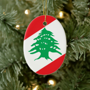 Coat of Arms of Lebanon Ceramic Tree Decoration