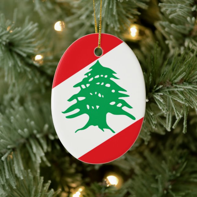 Coat of Arms of Lebanon Ceramic Tree Decoration (Tree)