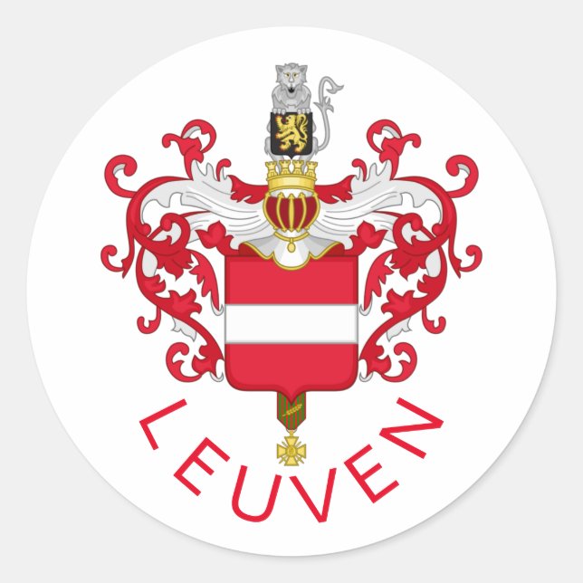 Coat of Arms of Leuven, Belgium Classic Round Sticker (Front)