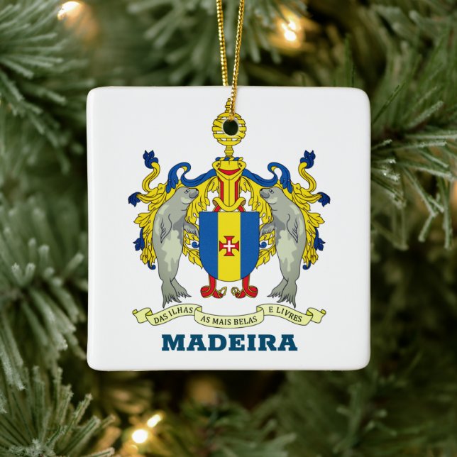 Coat of Arms of Madeira, Portugal Ceramic Ornament (Tree)