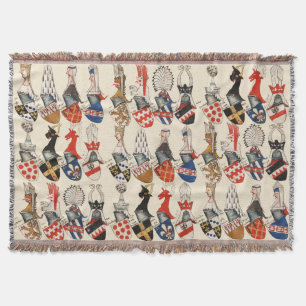 COAT OF ARMS OF MEDIEVAL TOURNAMENT PARTECIPANTS THROW BLANKET