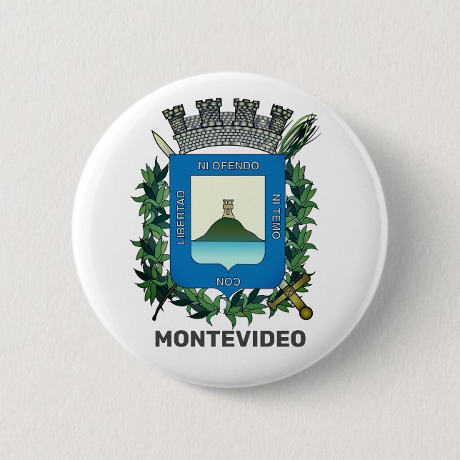 Coat of Arms of Montevideo, Uruguay 6 Cm Round Badge (Front)