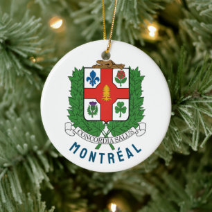Coat of Arms of Montréal, CANADA Ceramic Tree Decoration