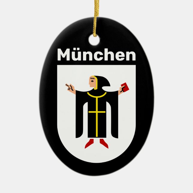 Coat of Arms of Munich Ceramic Tree Decoration (Front)