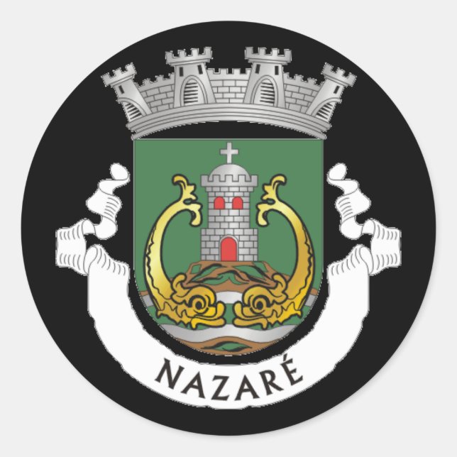 Coat of Arms of Nazaré, Portugal Classic Round Sticker (Front)