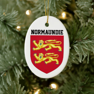 Coat of Arms of Normandy - FRANCE Ceramic Tree Decoration