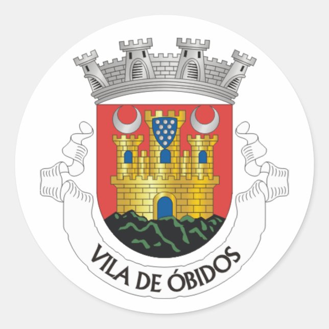 Coat of Arms of Óbidos, Portugal Classic Round Sticker (Front)