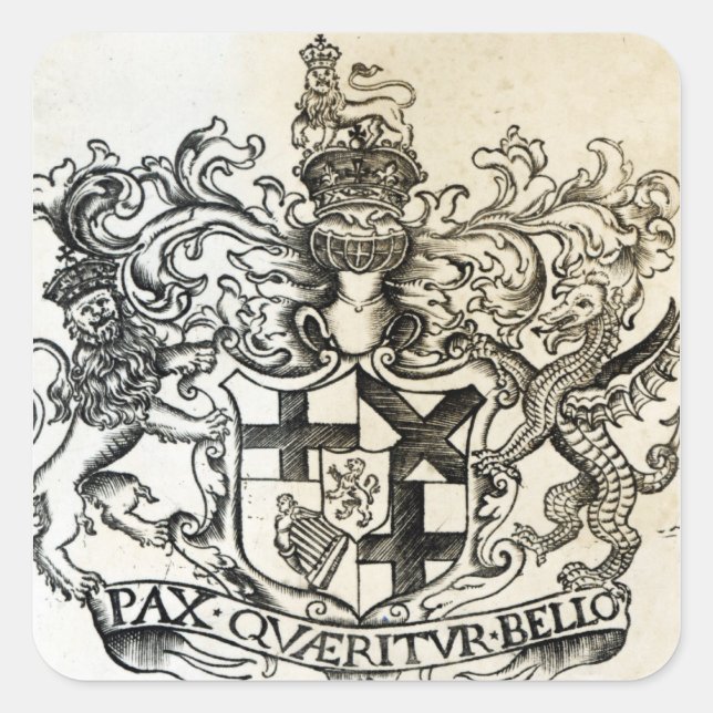 Coat of arms of Oliver Cromwell Square Sticker (Front)