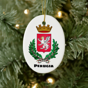 Coat of Arms of Perugia, Italia Ceramic Tree Decoration
