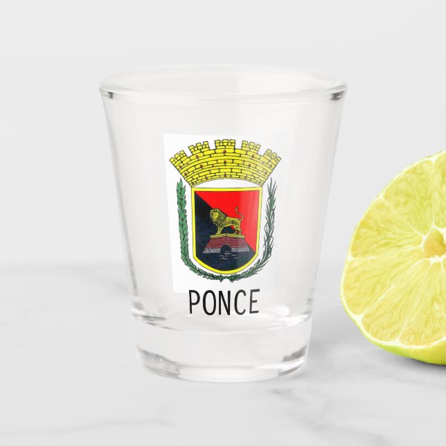 Coat of Arms of Ponce, Puerto Rico Shot Glass (Front)