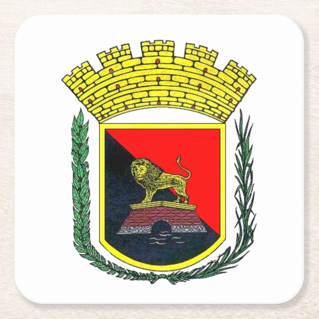 Coat of Arms of Ponce, Puerto Rico Square Paper Coaster (Front)