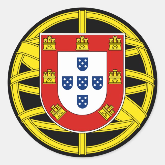 Coat of Arms of Portugal (Lesser coa) Classic Round Sticker (Front)