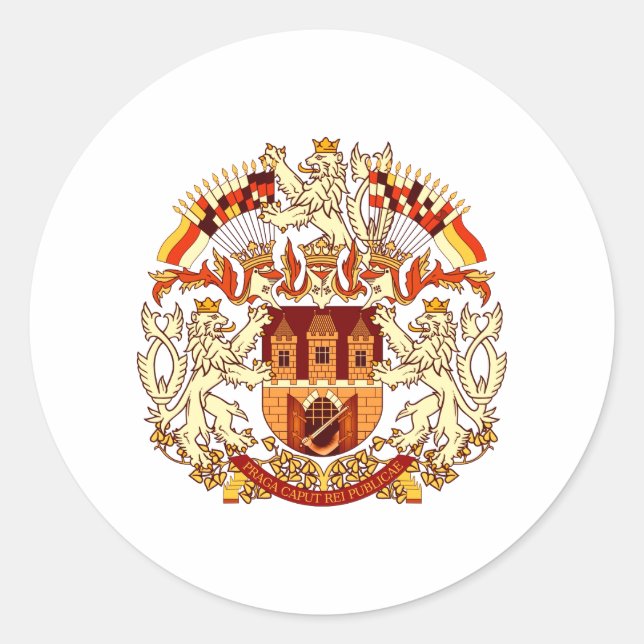 Coat of Arms of Prague Classic Round Sticker (Front)