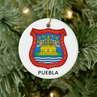 Coat of Arms of Puebla de los Ángeles, México Ceramic Tree Decoration