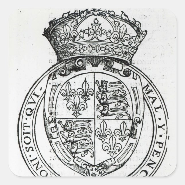Coat of Arms of Queen Elizabeth I Square Sticker (Front)