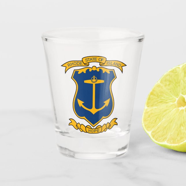 Coat of arms of Rhode Island Shot Glass (Front)