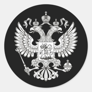 Coat of Arms of Russia - white version Classic Round Sticker