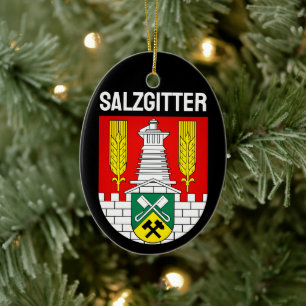 Coat of Arms of Salzgitter, Germany Ceramic Tree Decoration