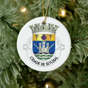 Coat of Arms of Setúbal, PORTUGAL Ceramic Tree Decoration