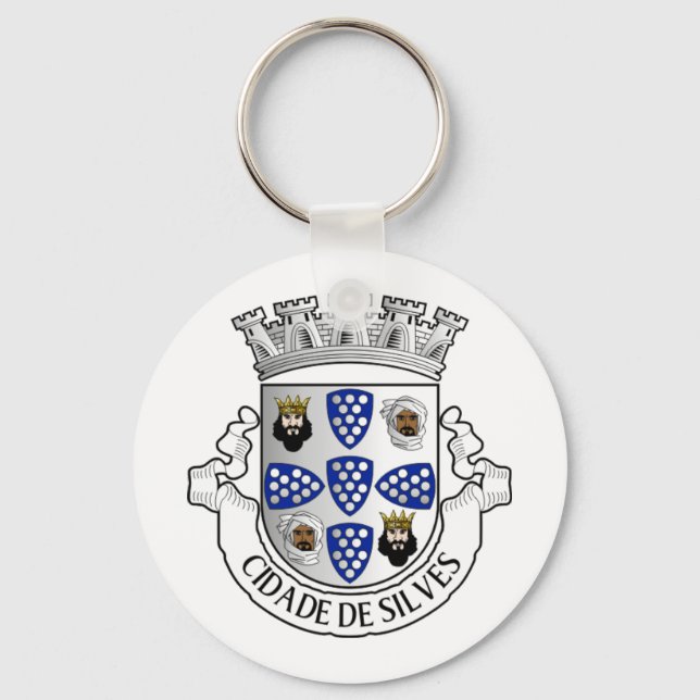 Coat of arms of Silves, Portugal Button Key Ring (Front)