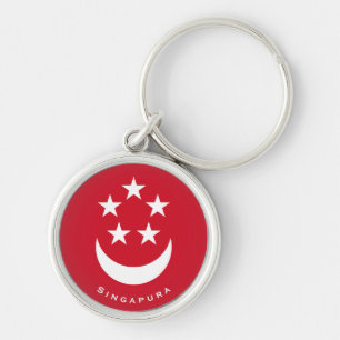 Coat of Arms of Singapore with name added Key Ring