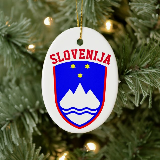 Coat of Arms of SLOVENIA Ceramic Tree Decoration (Tree)