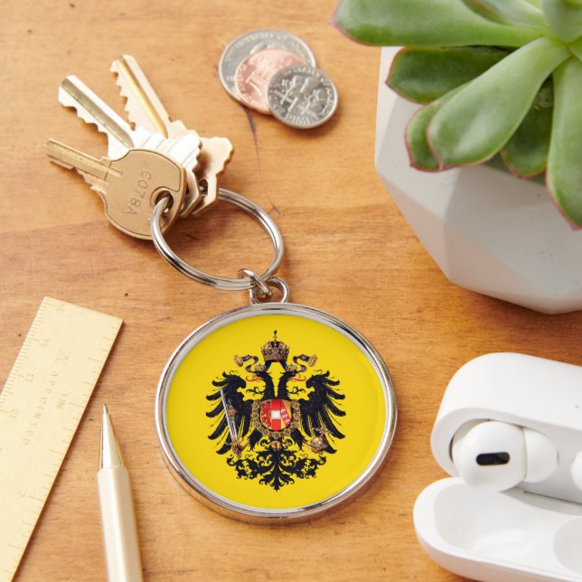 Coat of Arms of the Austrian Empire Button Key Ring (Desk)