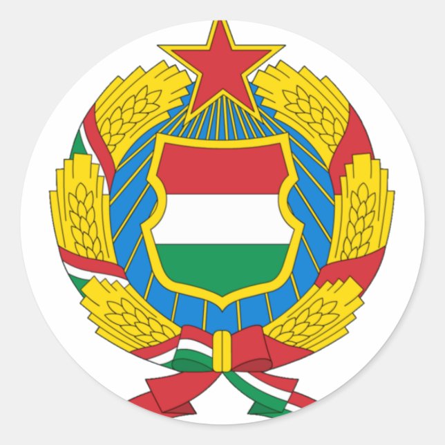 Coat of Arms of the Communist Hungary Classic Round Sticker (Front)