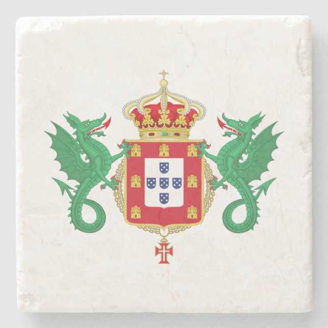 Coat of Arms of the Kingdom of Portugal 1640-1910) Stone Coaster (Front)