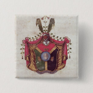 Coat of Arms of the Linnaeus family 15 Cm Square Badge