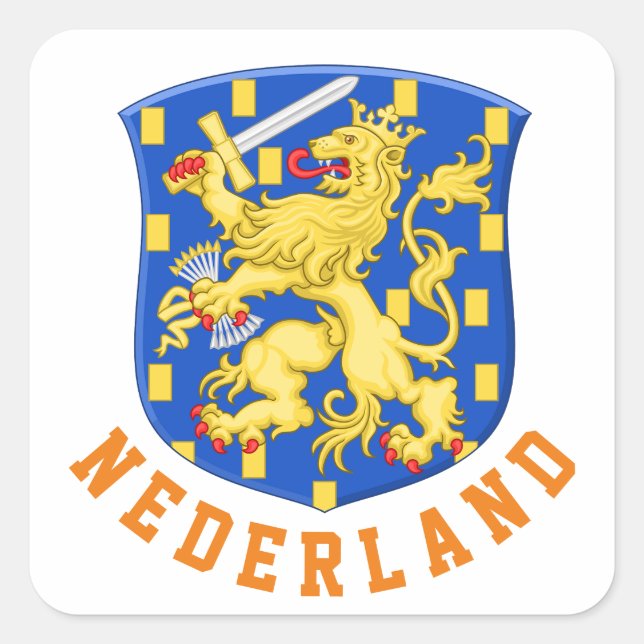 Coat of arms of the Netherlands Square Sticker (Front)