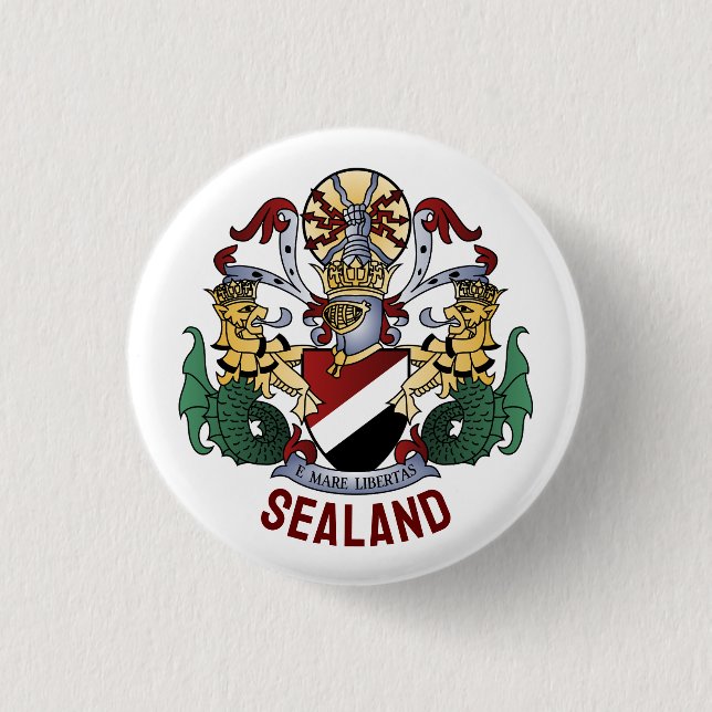 Coat of Arms of the Principality of Sealand 3 Cm Round Badge (Front)