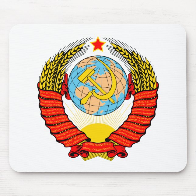 Coat of Arms of the Soviet Socialist Republic Mouse Mat (Front)