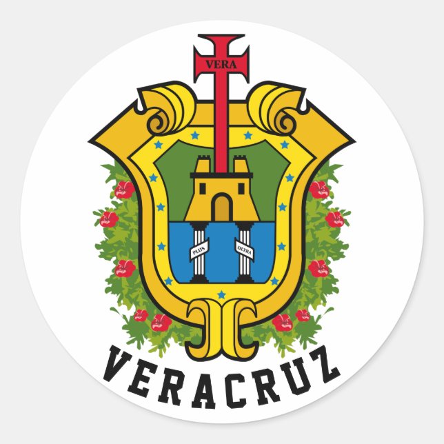Coat of Arms of the state of Veracruz (Mexico) Classic Round Sticker (Front)