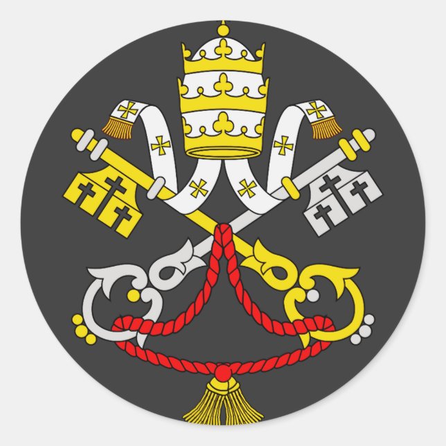 Coat of arms of the Vatican City Classic Round Sticker (Front)
