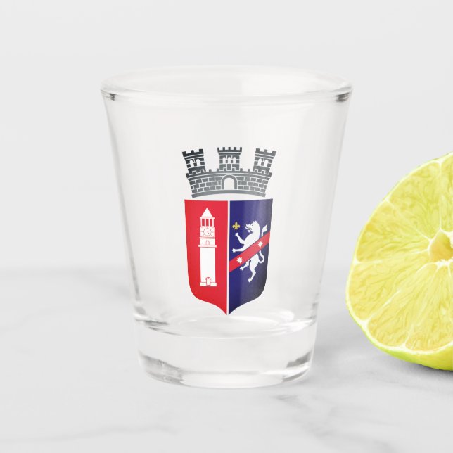 Coat of Arms of Tirana, Albania Shot Glass (Front)