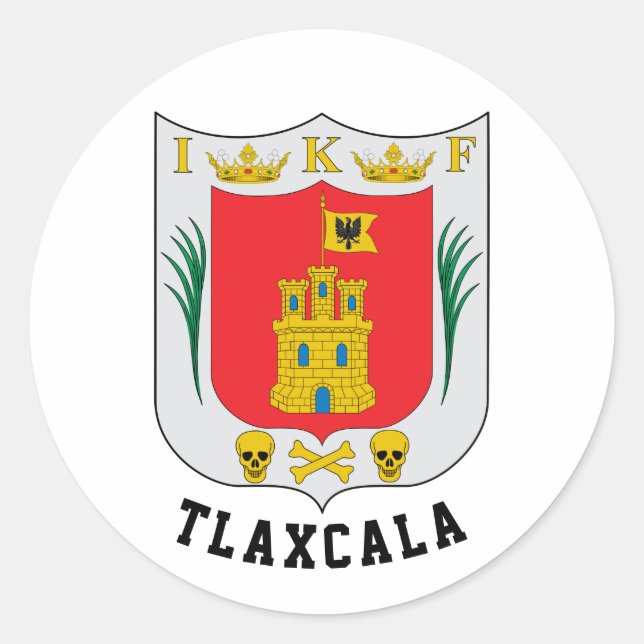 Coat of Arms of Tlaxcala, Mexico Classic Round Sticker (Front)