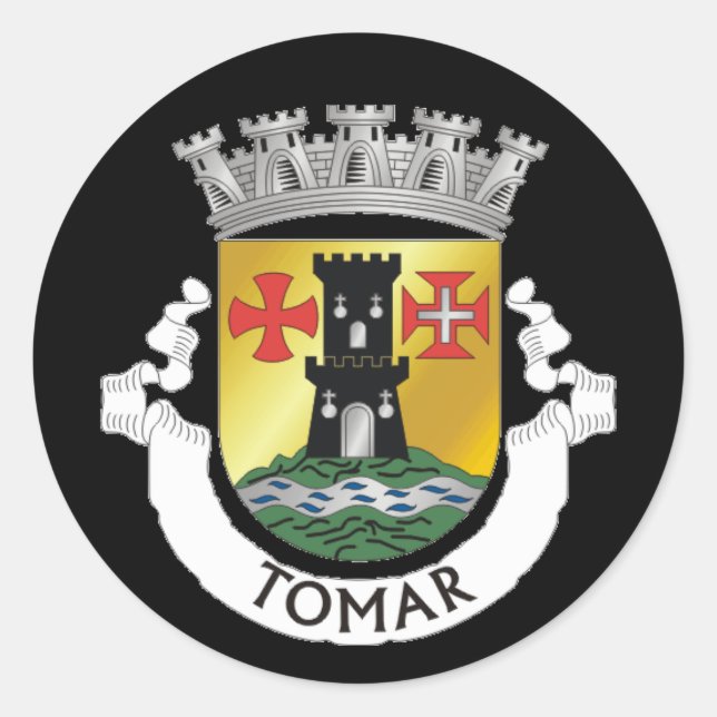 Coat of Arms of Tomar, PORTUGAL Classic Round Sticker (Front)