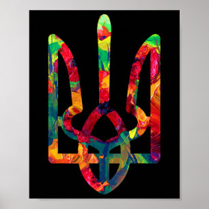 Coat Of Arms Of Ukraine In National Colours Ukrain Poster