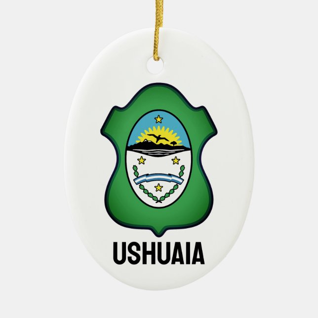 Coat of arms of Ushuaia - Argentina Ceramic Tree Decoration (Front)
