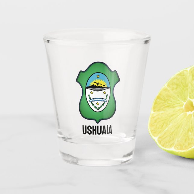Coat of arms of Ushuaia - Argentina Shot Glass (Front)