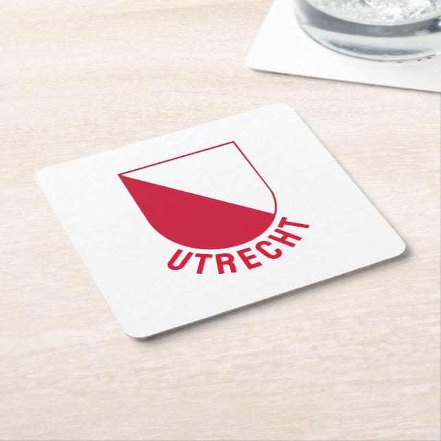 Coat of Arms of Utrecht - Netherlands Square Paper Coaster (Angled)