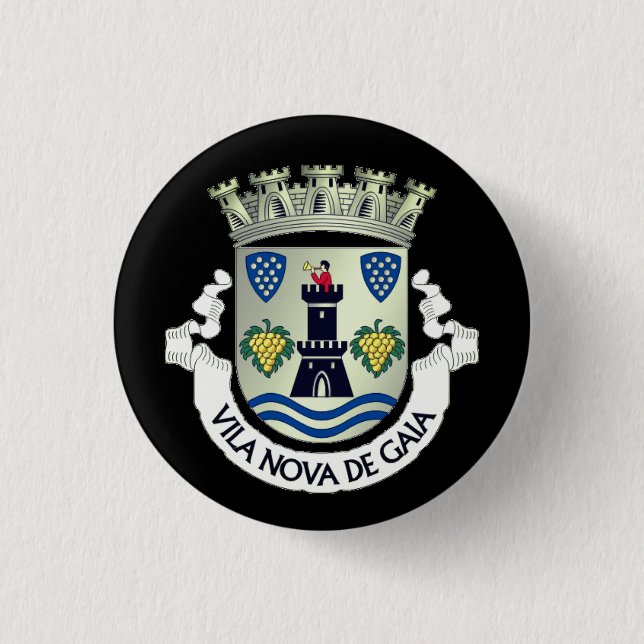 Coat of Arms of Vila Nova de Gaia, PORTUGAL 3 Cm Round Badge (Front)