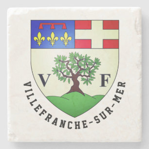 Coat of Arms of Villefranche-sur-Mer, France Stone Coaster