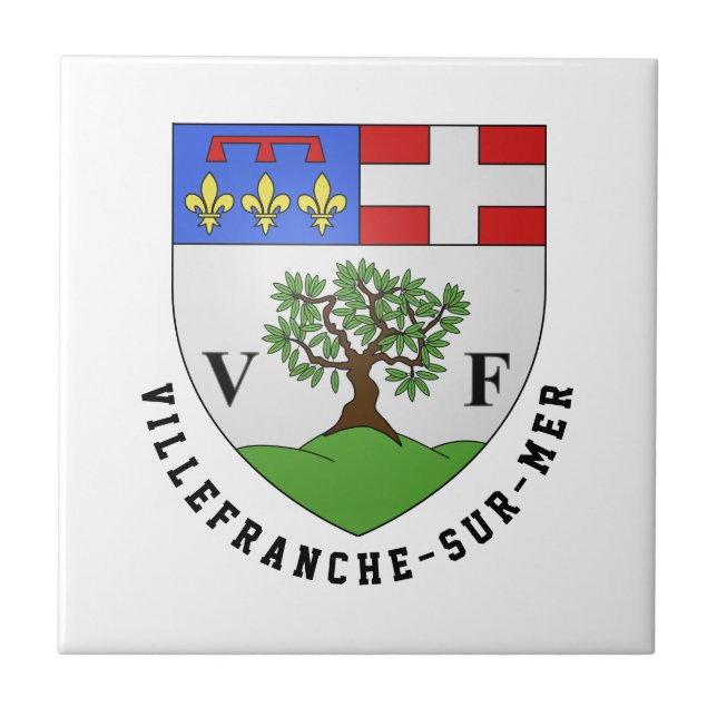 Coat of Arms of Villefranche-sur-Mer, France Tile (Front)